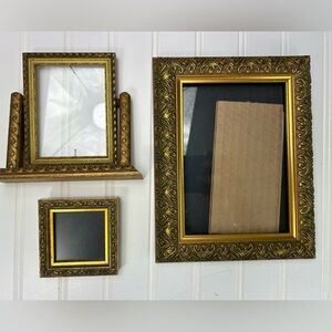 Vintage Frames Gold Picture Frame Gallery Wall French Country Wood Lot of 3